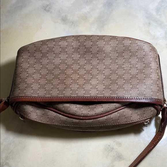 Vintage Celine Macadam coated canvas and leather Crossbody Bag 10” x 7” - Picture 9 of 16